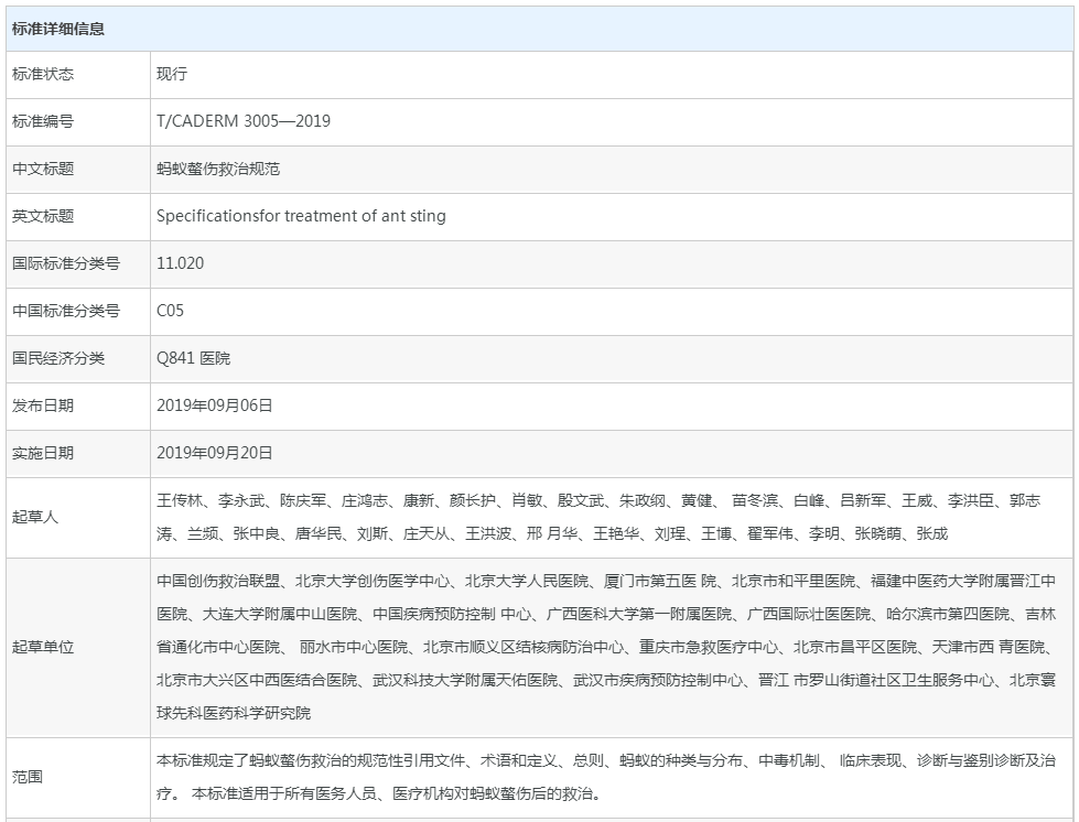 蚂蚁螫伤救治规范